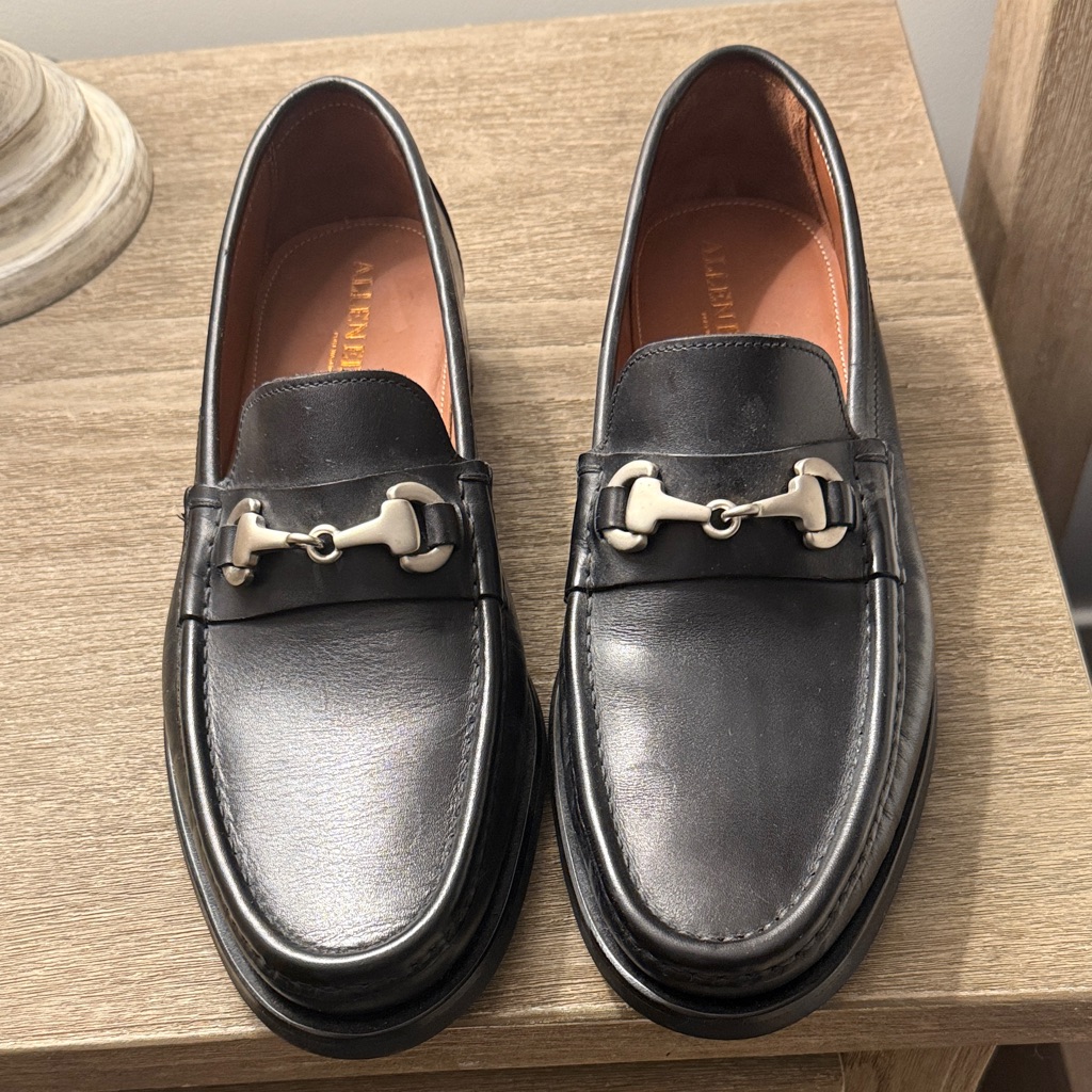 Allen Edmonds Black Leather Bit Loafers With Silver-Tone Hardware
